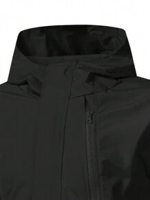 Manfinity Homme Men's Black Casual Zippered Hooded Jacket - Black - View 3