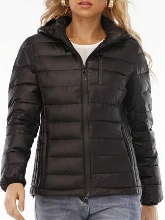 Zip Up Hooded Down Coat