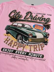 SHEIN CURVE+ Curve Plus 3 件套休闲简约图案圆领短袖 T 恤，修身款，女士夏季服装 - 彩色 - 查看 7