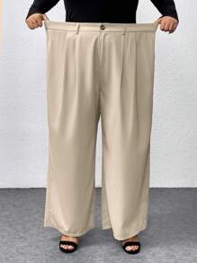 SHEIN CURVE+ Pantaloni da tailleur in vita alta di tinta unita per taglie forti