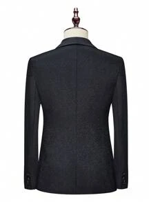 Manfinity AFTRDRK Men's Solid Color Shawl Collar Long Sleeve Blazer And Pants 2-Piece Business Suit Set