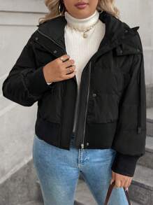 Calvaya Plus Size Fashionable Hooded Loose Casual Down& Feathers Jacket