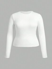 CovetEZ 2 件套大码简约圆领长袖 T 恤套装，初秋 - 黑與白 - 查看 4