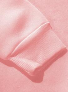 Tween Girls Cute Ghost & Pumpkin Print Casual Crew Neck Sweatshirt For Halloween - Baby Pink - View 5