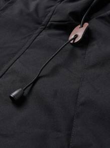 Manfinity Homme Chaqueta casual con capucha para hombre con cremallera, cordón y manga larga de unicolor