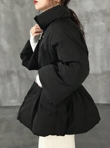 FRIFUL Damen Winter Lässig einfarbige Stehkragen Daunenjacke