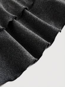 SHEIN MOD Women's Solid Color Drawstring Waist Pleated Skirt - Dark Grey - View 4