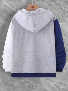 Áo nỉ trùm đầu có khóa kéo nhiều màu, mặc thường ngày - Màu xanh lam - Xem 2