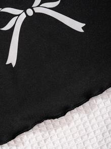 Tween Girl Black Minimalist Stylish Bow & Ribbon Print Comfortable Sleeveless Camisole Underwear - Black - View 3