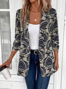 EMERY ROSE Women's Casual Allover Print Long Sleeve Blazer Jacket For Autumn - Multicolor - View 4