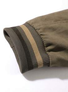 Manfinity LEGND Men's Solid Color Zip-Up Faux Suede Casual Jacket, Autumn