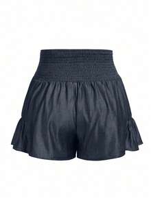 Celure Quần short thường ngày buộc nơ phía trước màu trơn cỡ lớn - Màu xám đen - Xem 2