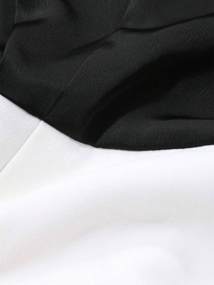 Women Color Block Casual Keyhole Neck Long Sleeve Dress, Birthday Prom Dress,Fall Dress Elegant Women Dresses