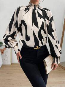 Chiquease 荷叶边领套头长袖印花衬衫 - 彩色 - 查看 4