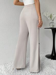 Modelyn Quần ống đứng lưng cao xẻ tà bên hông cho nữ - Màu be - Xem 3