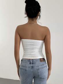 Aloruh Women's New Knit Jacquard Seamless Tube Top - White - View 2