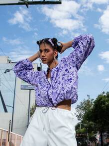 LOURDES VILLAGOMEZ Chaqueta de béisbol con impresión de números, de manga larga, suelta y con pliegues, de estilo informal para mujer artista, ideal para primavera, otoño, vacaciones y salidas