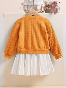 SHEIN Set da 2 pezzi di bambina stile coreano con giacca colorblock arcobaleno + gonna plissettata, torna a scuola