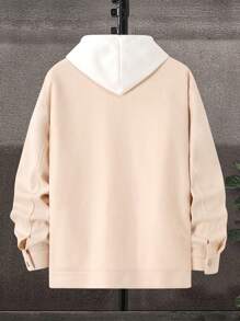 Manfinity Homme Men Plain Front Button Up Long Sleeve Pocket Casual Jacket - Apricot - View 2