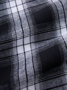 SHEIN TeenBoy 1pc Casual Versatile Japan And South Korea Street  Style Warm Lapel Thick Plaid Splicing Cap Even Loose Jacket Back To School Clothes; Fall Clothes; Teen Boy Clothes; Teen Boy Jackets Autumn/Winter - Multicolor - View 8