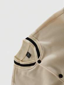 Manfinity EMRG Chaqueta casual para hombre con parches sólidos, botones delanteros y estampado de letra