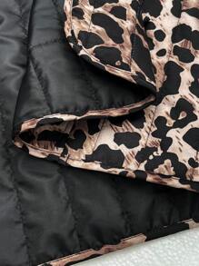SHEIN LUNE Veste décontractée matelassée à nœud avant imprimé léopard pour femmes, élégante pour le travail et la rue, chaude pour l'automne et l'hiver - Multicolore - Voir 7