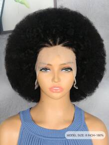 Box Cornrow Braided Afro Puff Wig Transparent Lace 13x4 Lace Frontal Short Human Hair Wigs With Pre Plucked Natural Black Remy Hair For Women Daily Use