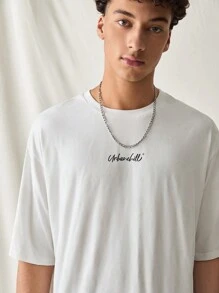 Manfinity VCAY Men's Knit Casual Loose Solid Halloween Glow-In-The-Dark Graphic Tee Shirt - White - View 5