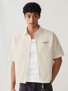 Manfinity RebelGame Woven Men/Women Matching Casual Daily Print Pattern Loose Short Sleeve Shirt