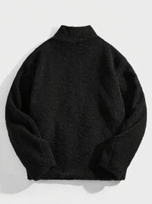 GENTILAND Men's Knitted Fit Basic Casual Style Lapel Plush Open Top Jacket Suitable For Autumn And Winter Seasons - Black - View 2