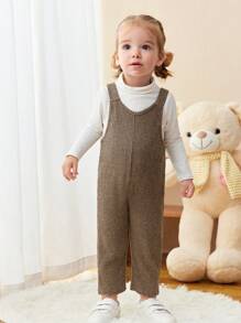 SHEIN 新生女婴宝宝和妈妈配套罗纹针织连体衣，卡其色，适合家庭聚会、玩耍、户外 - 駝色 - 查看 8