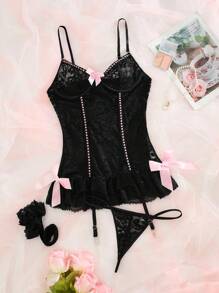 Đầm ren nội y gợi cảm có gọng, thích hợp cho lễ hội âm nhạc - màu đen - Xem 5
