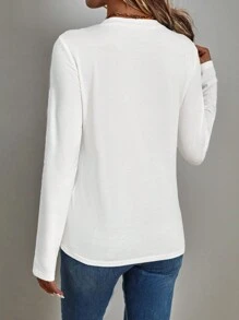 EMERY ROSE Casual Simple Cat Pattern Loose Round Neck Long Sleeve Women's T-Shirt Suitable For Autumn And Winter