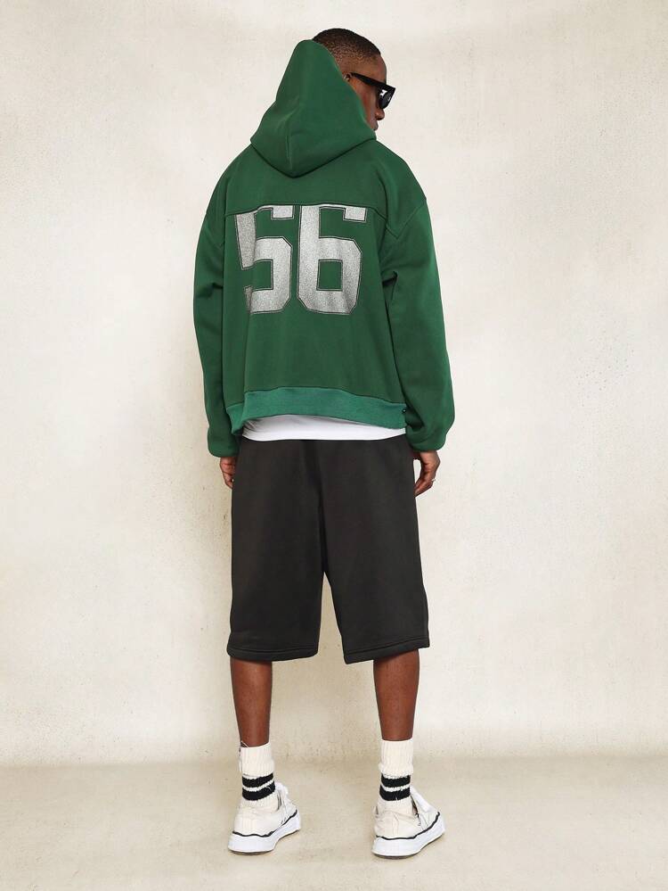 Regular Fit Overhead Hoodie And Jort With Graphic Print