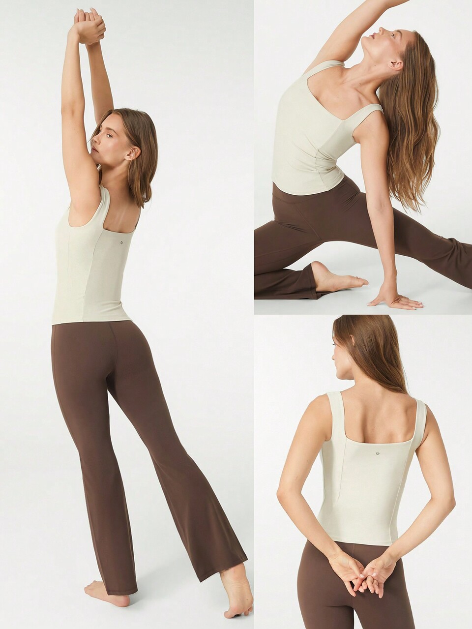 FeatherFit™ Full Underarm Coverage Square Neck Longline Tank Top Low Impact Yoga Pilates Daily Removable Cups