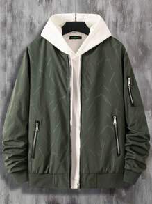 Manfinity Homme Men's Zipper Closure Long Sleeve Pockets Casual Street Style Jacket - Army Green - View 6