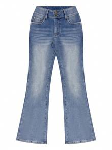 NVFelix 新款秋季弹力喇叭牛仔裤，双口袋，浅蓝色