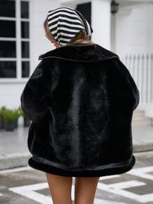 Aveloria Affinna 女士柔软舒适貂皮天鹅绒皮夹克，保暖休闲宽松加厚保暖内衬摩托车外套，带博格衬里的冬季仿皮飞行员夹克