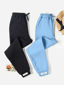 EURMUSE 2 Pcs Women's Drawstring Sweatpants With Patch - Multicolor - View 1