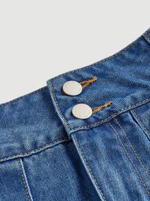 SHEIN MOD Falda midi plisada de jean talla grande, azul casual
