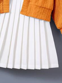 SHEIN Set da 2 pezzi di bambina stile coreano con giacca colorblock arcobaleno + gonna plissettata, torna a scuola