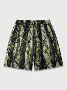 ROMWE MEN Street Life Japanese-Style Pull-Over Sweatshirt With Graphic Print And  Twill Shorts Set - Black - View 6