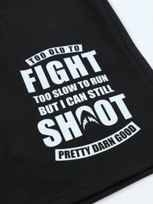 Manfinity Sport PWRUP Short de sport pour homme style boyfriend avec cordon de serrage à la taille et imprimé slogan