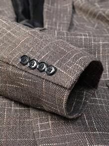 Manfinity Mode Chaqueta blazer casual de negocios de manga larga con cuello de chal a cuadros, tallas grandes, otoño e invierno