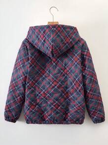 SHEIN Áo khoác có mũ lót nhiệt họa tiết kẻ caro Giáng sinh thường ngày cho bé trai tuổi mới lớn - Nhiều màu - Xem 2