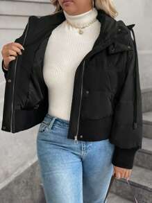 Calvaya Plus Size Fashionable Hooded Loose Casual Down& Feathers Jacket