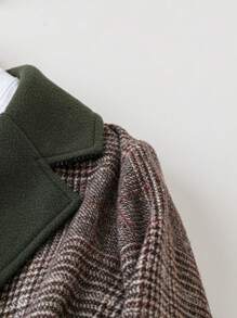 SHEIN LUNE Plaid Print Colorblock Lapel Collar Overcoat - Multicolor - View 5