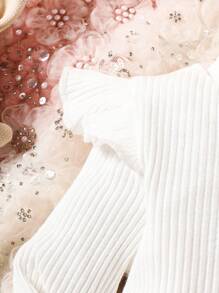 SHEIN Playful Pals 3 件套女婴针织上衣 + 灯芯绒连体裤 + 手提包，秋冬 - 藍色 - 查看 6