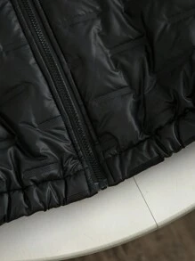 Teenage Boys' Thickened Warm Ultrasonic Print Sleeveless Padded  Vest, Winter