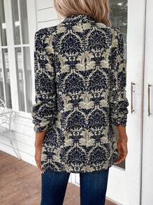 EMERY ROSE Women's Casual Allover Print Long Sleeve Blazer Jacket For Autumn - Multicolor - View 2